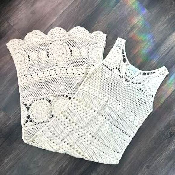 Altar'd State Dresses & Skirts - Altar'd State Pensacola Crochet Cream Maxi Dress Cover Up Sleeveless Size L/XL
